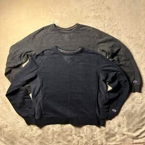 2 x Champion Lounge Sweatshirts Men's M Trim Fit Norm Heathered Black Navy Blue